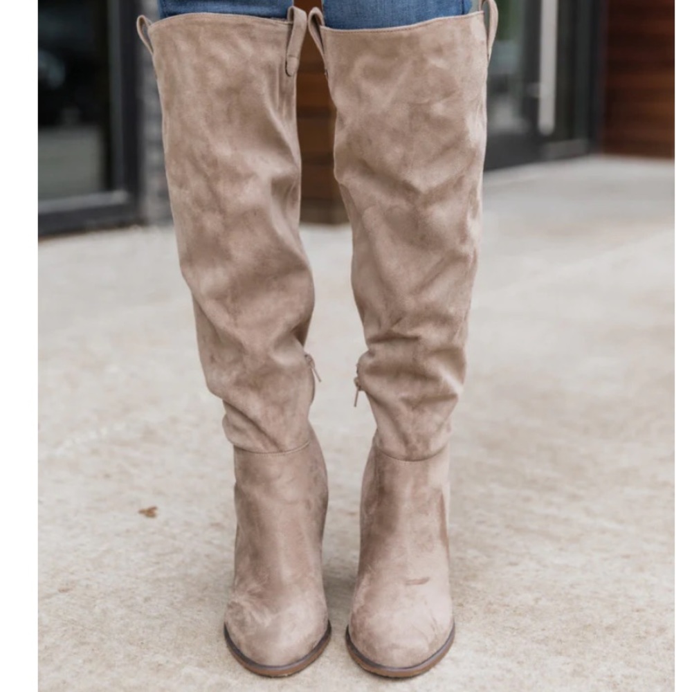 Pink Lily knee high boots